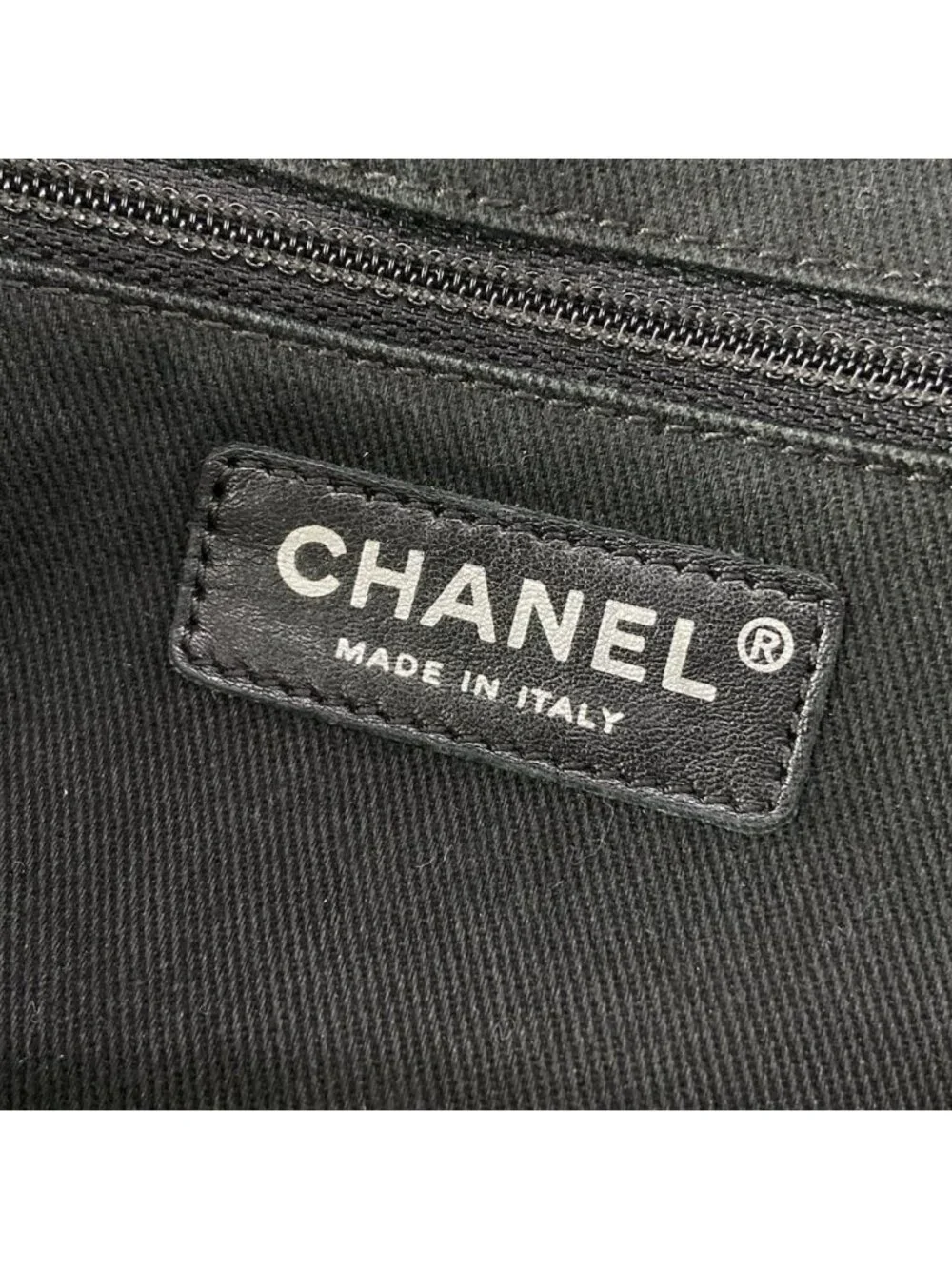 Chanel Shoulder Bag Half Moon Black CC Logo Chain Silver